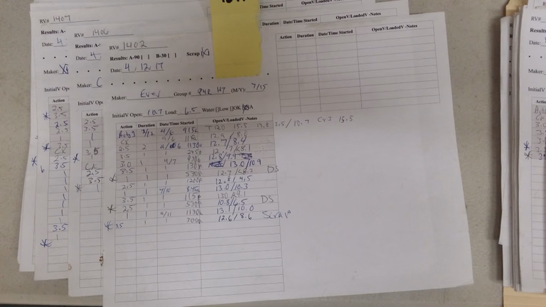 Individual record sheets from the failed side, one marked Scrap, from the same period